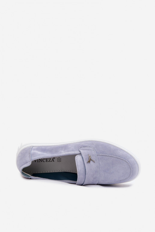 Sapatos slip-on de plataforma de mulher em camurça sintética Vinceza 93218 na cor azul