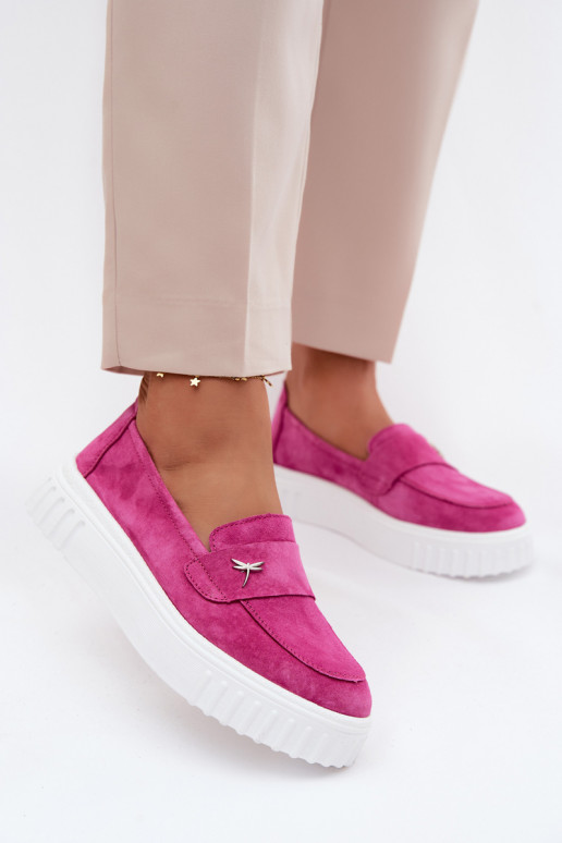Sapatos slip-on de plataforma de mulher em camurça sintética Vinceza 93218 na cor rosa