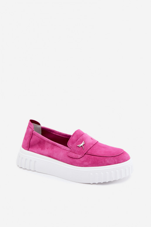 Sapatos slip-on de plataforma de mulher em camurça sintética Vinceza 93218 na cor rosa