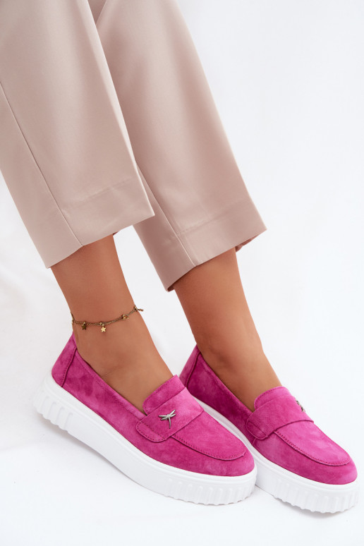 Sapatos slip-on de plataforma de mulher em camurça sintética Vinceza 93218 na cor rosa
