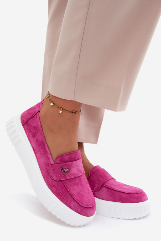 Sapatos slip-on de plataforma de mulher em camurça sintética Vinceza 93218 na cor rosa