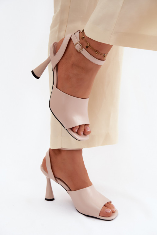 Sandálias femininas com salto Vinceza 62297 bege