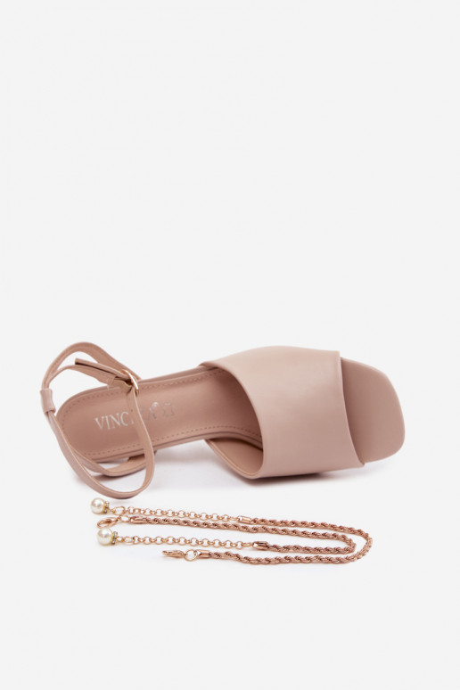 Sandálias femininas com salto Vinceza 62297 bege