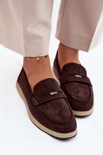 Mocassins de mulher em camurça sintética Vinceza 62273 na cor chocolate