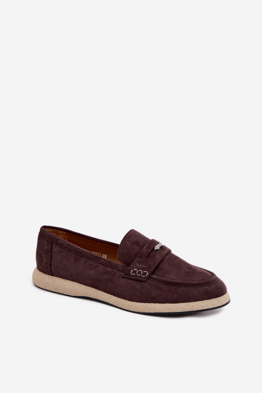 Mocassins de mulher em camurça sintética Vinceza 62273 na cor chocolate