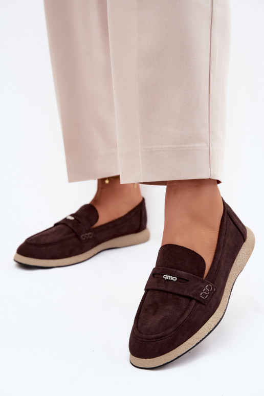 Mocassins de mulher em camurça sintética Vinceza 62273 na cor chocolate