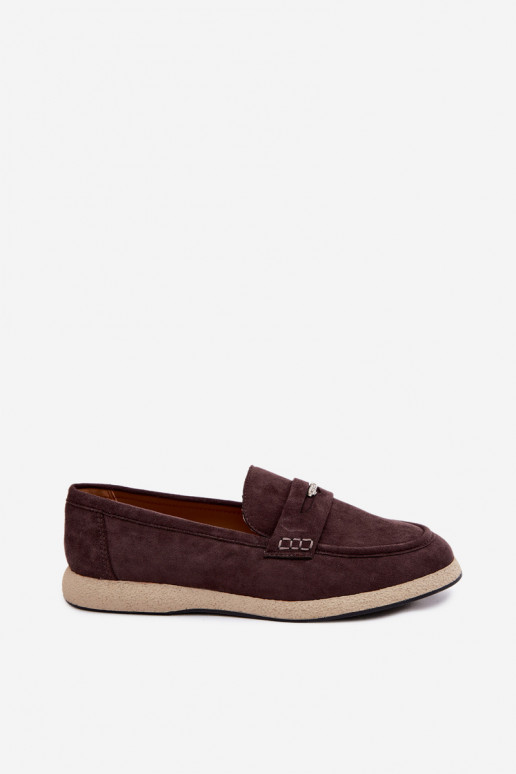 Mocassins de mulher em camurça sintética Vinceza 62273 na cor chocolate