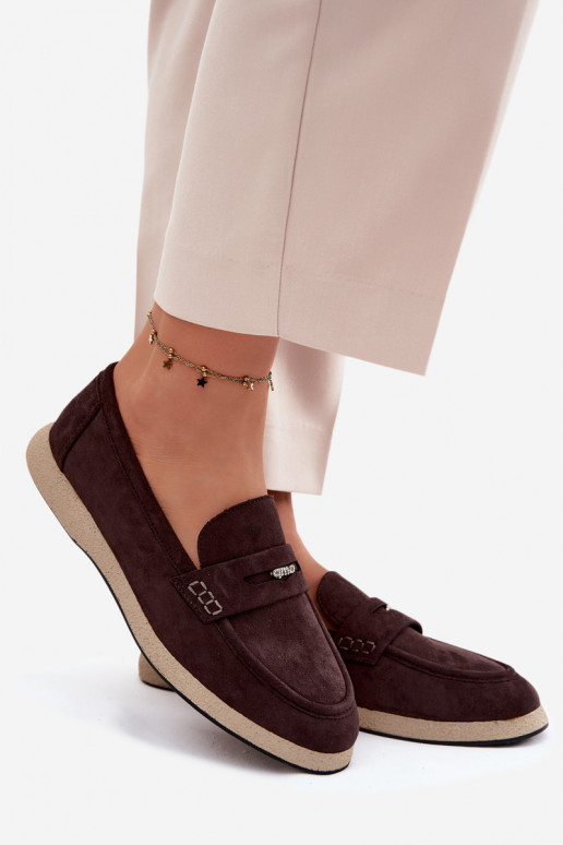Mocassins de mulher em camurça sintética Vinceza 62273 na cor chocolate