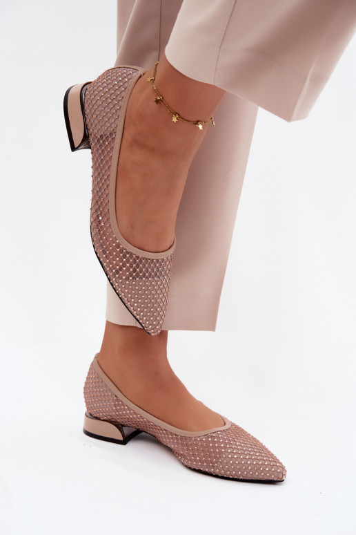 Bailarinas De salto baixo grade Com decoração Vinceza 62294 bege