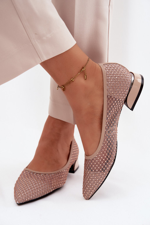 Bailarinas De salto baixo grade Com decoração Vinceza 62294 bege