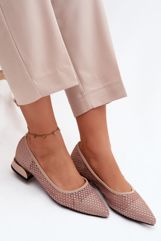 Bailarinas De salto baixo grade Com decoração Vinceza 62294 bege