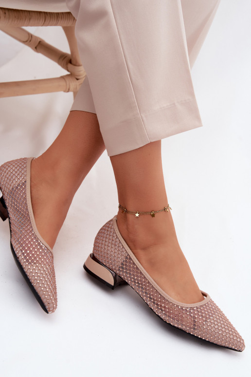 Bailarinas De salto baixo grade Com decoração Vinceza 62294 bege