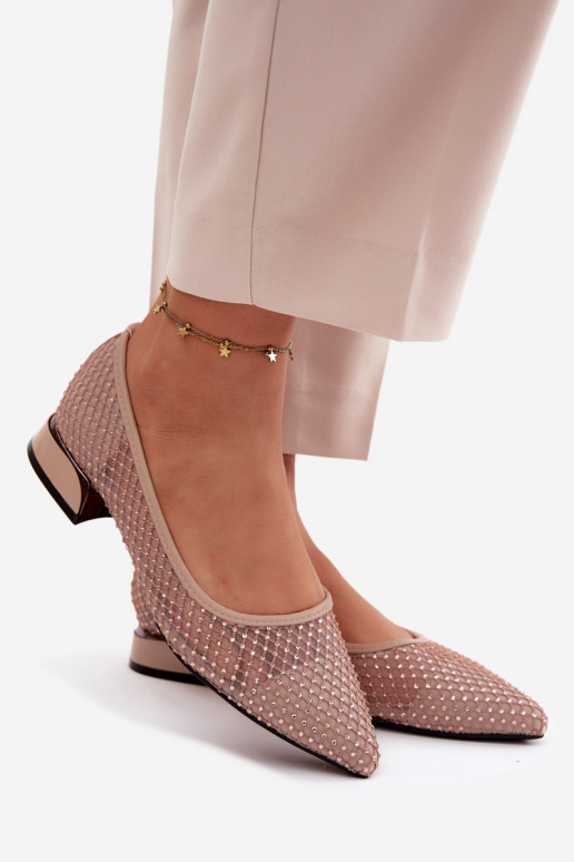 Bailarinas De salto baixo grade Com decoração Vinceza 62294 bege