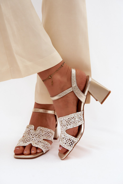 Sandálias femininas de salto alto Vinceza 20282 cor dourada