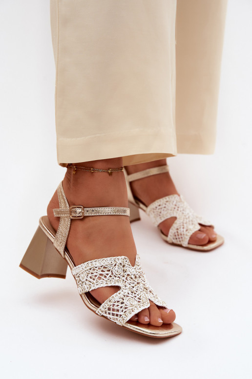 Sandálias femininas de salto alto Vinceza 20282 cor dourada