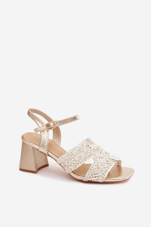Sandálias femininas de salto alto Vinceza 20282 cor dourada