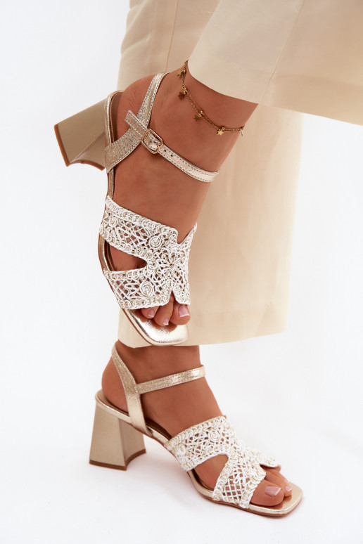 Sandálias femininas de salto alto Vinceza 20282 cor dourada