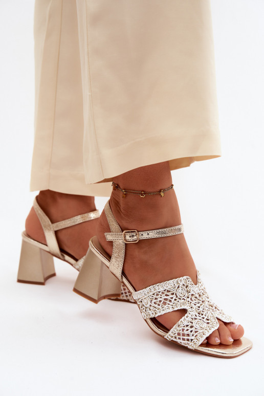 Sandálias femininas de salto alto Vinceza 20282 cor dourada