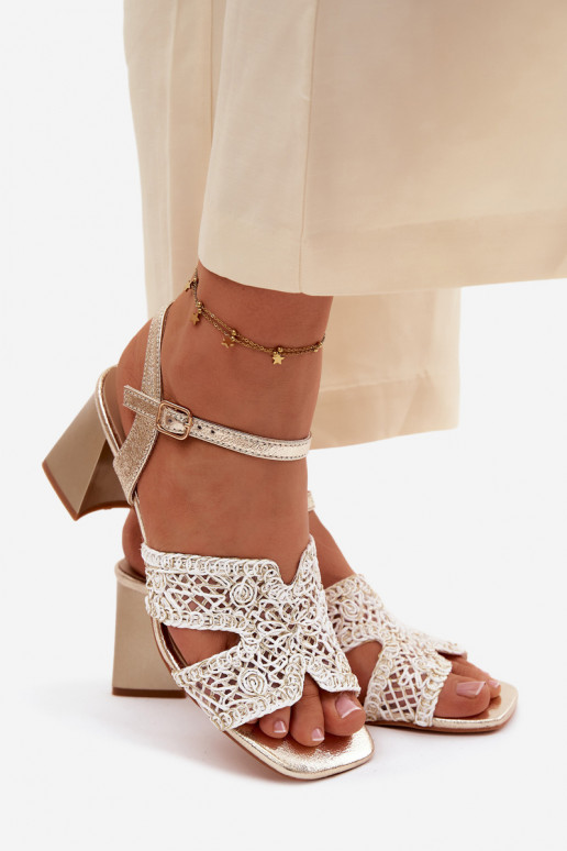 Sandálias femininas de salto alto Vinceza 20282 cor dourada