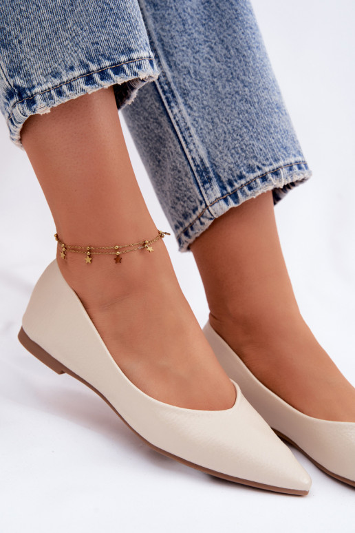 Balerinas de couro sintético cor areia Nelisa