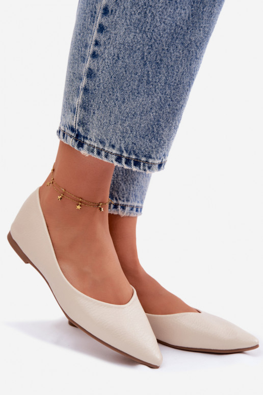 Balerinas de couro sintético cor areia Nelisa