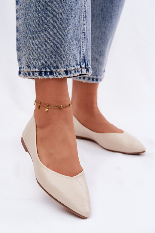 Balerinas de couro sintético cor areia Nelisa