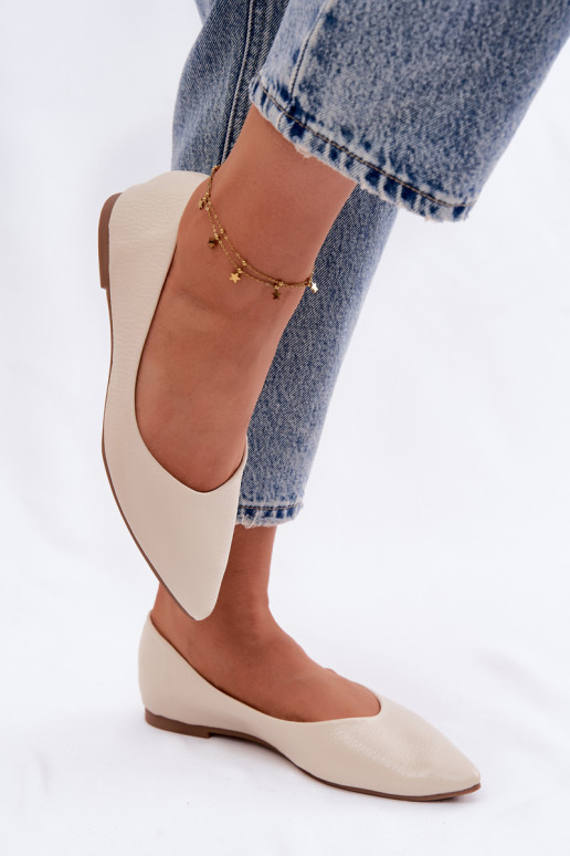 Balerinas de couro sintético cor areia Nelisa