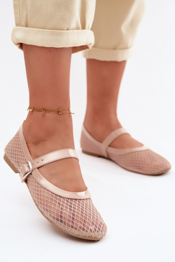 Ballerinas de malha de cor areia com tiras Gaia 2