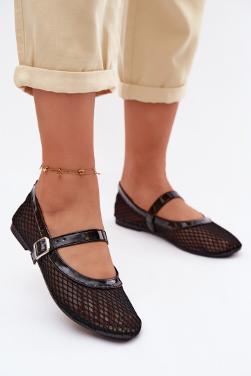 grade Bailarinas com alças cor preta Gaia 2