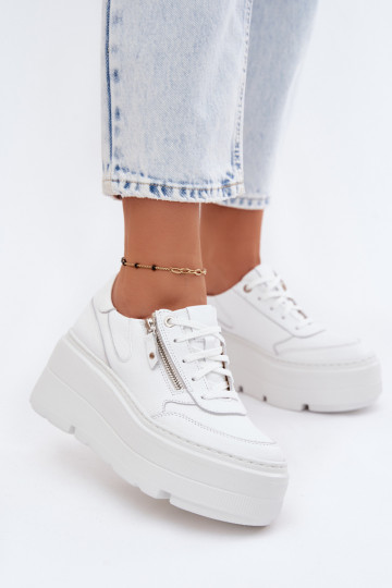 Pele À modalo de tênis Feminino com uma plataforma Zazoo N1084 cor branca 2