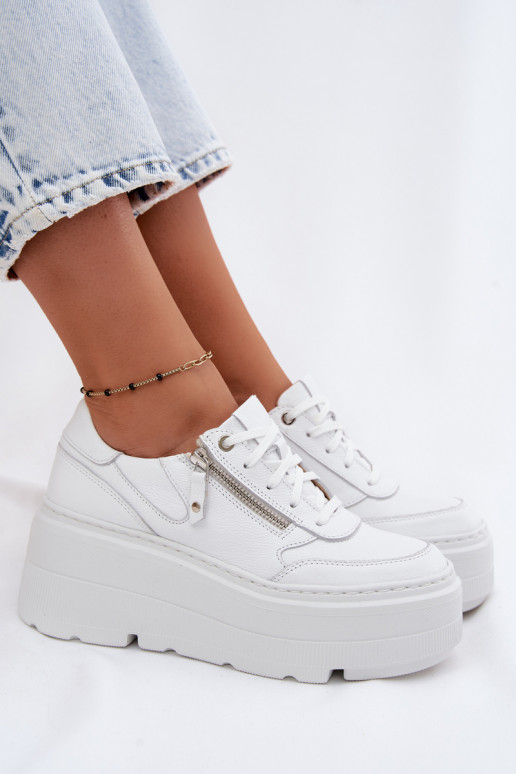 Pele À modalo de tênis Feminino com uma plataforma Zazoo N1084 cor branca