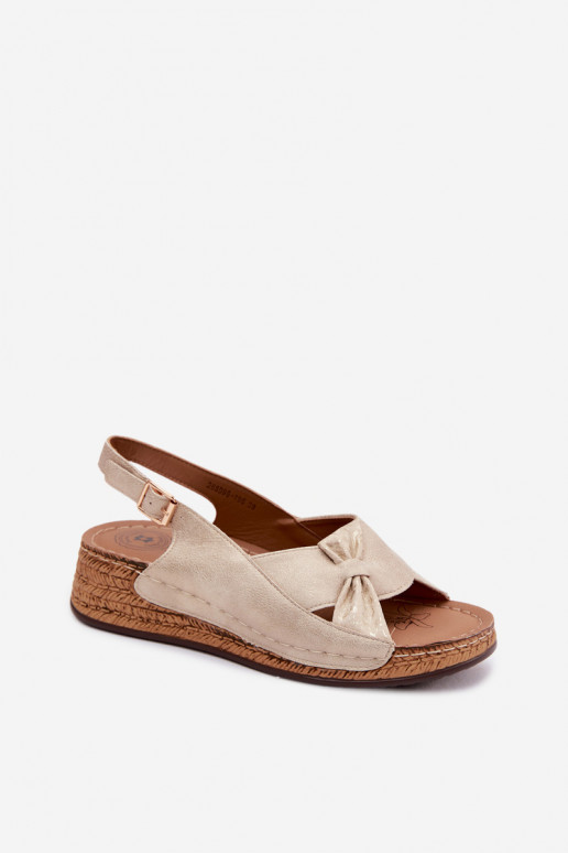 Sandálias femininas confortáveis com uma plataforma cor dourada Iggy