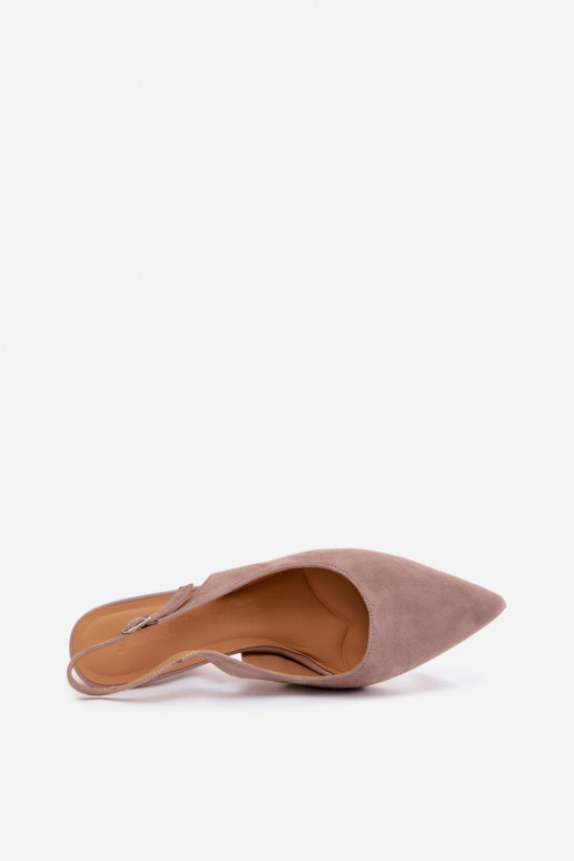 Sandálias femininas com salto finoHabilitadoturalnego de camurçau bege Kandy