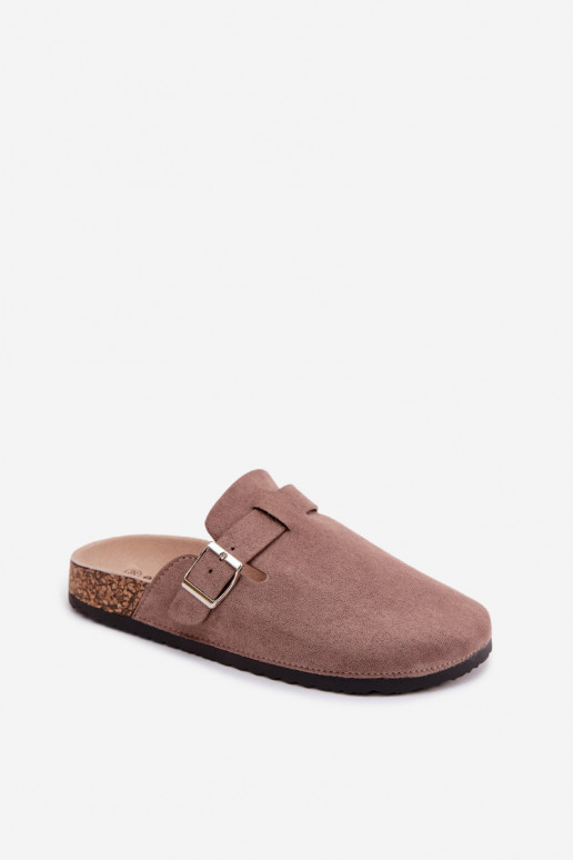 Chinelos Tamancos Feminino com fivelas bege Lacey