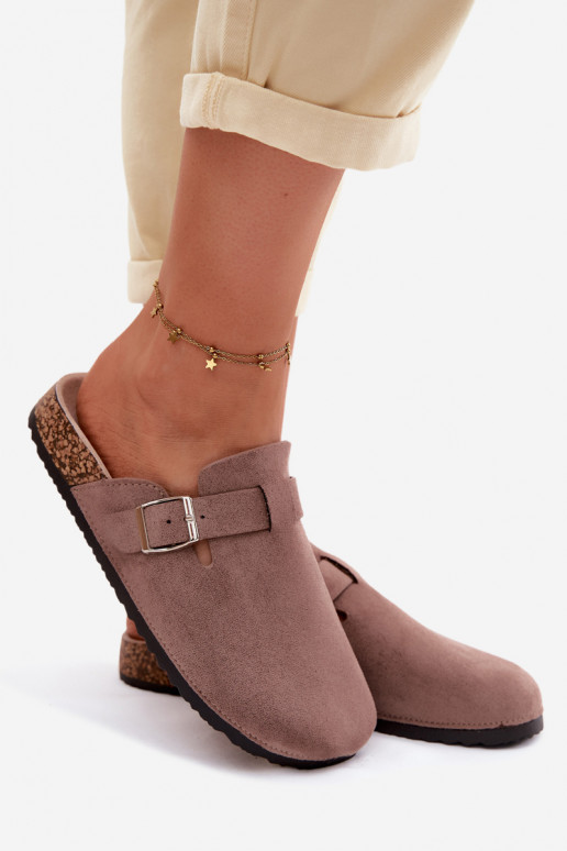 Chinelos Tamancos Feminino com fivelas bege Lacey