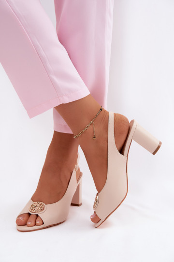 Sandálias femininas de salto alto Ze cor douradam Detalem bege Lotus 2