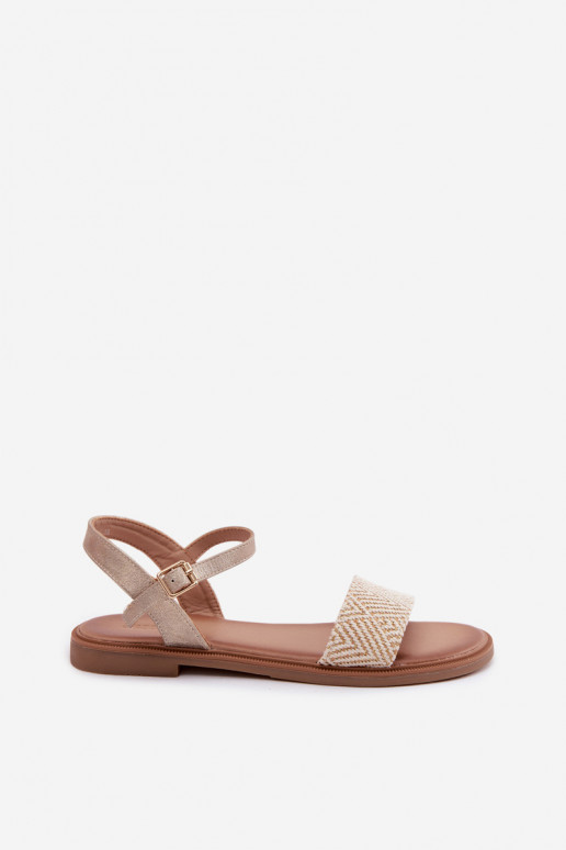 Sandálias femininas com salto largo cor dourada Lumina