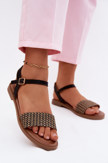 Sandálias femininas com salto largo cor preta Lumina