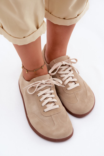 Sapatos casuais de camurça sintética Barefoot Zazoo N1243 cor areia