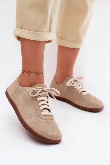 Sapatos casuais de camurça sintética Barefoot Zazoo N1243 cor areia 2