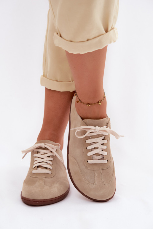 Sapatos casuais de camurça sintética Barefoot Zazoo N1243 cor areia