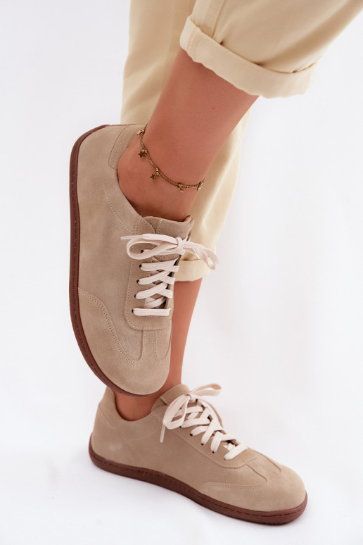 Sapatos casuais de camurça sintética Barefoot Zazoo N1243 cor areia