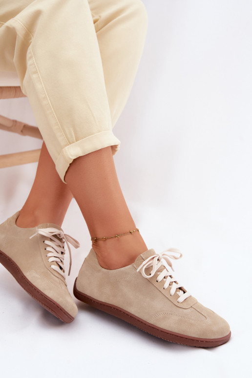Sapatos casuais de camurça sintética Barefoot Zazoo N1243 cor areia