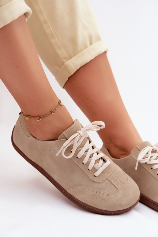 Pele de camurça Sapatos de lazer Barefoot Zazoo N1243 bege