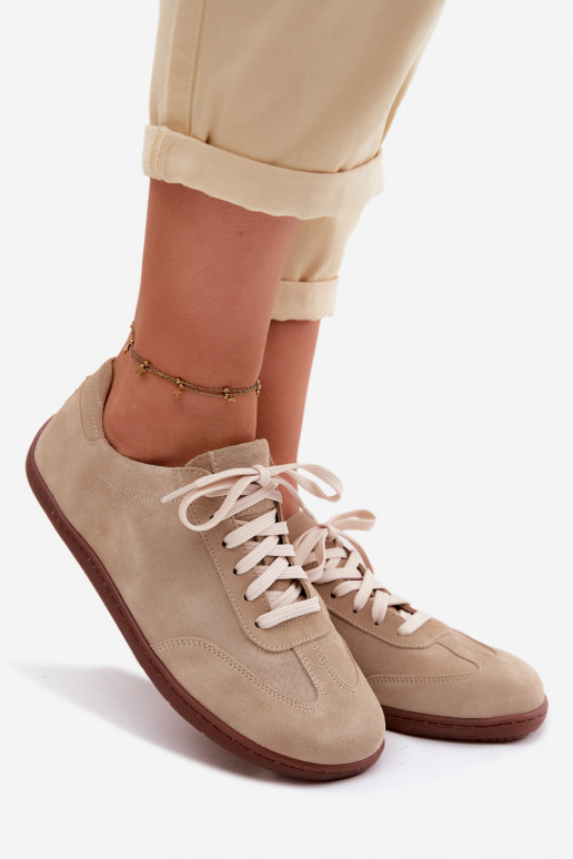 Sapatos casuais de camurça sintética Barefoot Zazoo N1243 cor areia