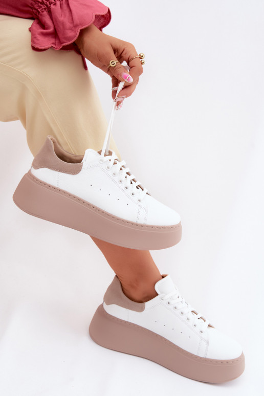 Pele À modalo de tênis Feminino com uma plataforma Zazoo N408S2 cor branca