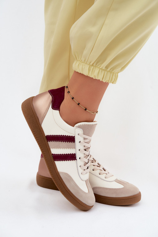 Ténis de couro Zazoo N1234S2 branco-borgonha
