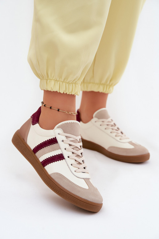 Pele À modalo de tênis Feminino Zazoo N1234S2 Branco-Borgonha