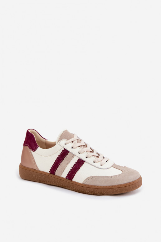 Ténis de couro Zazoo N1234S2 branco-borgonha