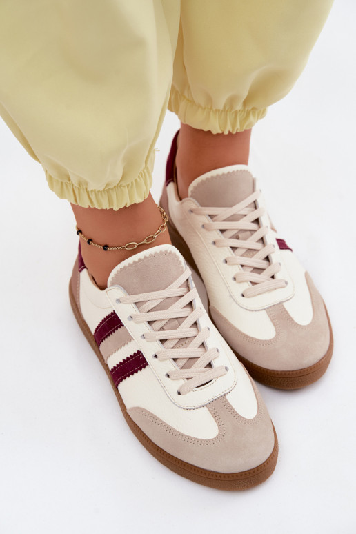 Pele À modalo de tênis Feminino Zazoo N1234S2 Branco-Borgonha